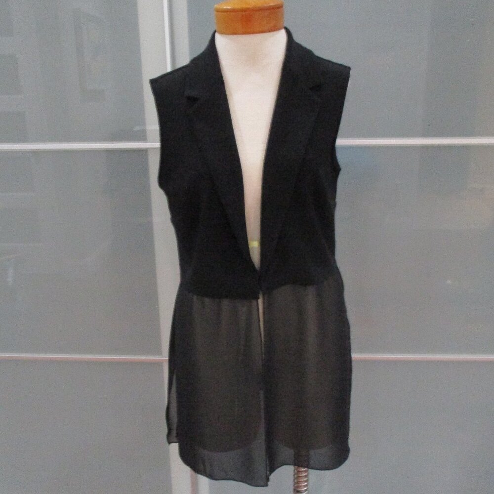 Frank Lyman Design Collection Sheer Panel Black Vest